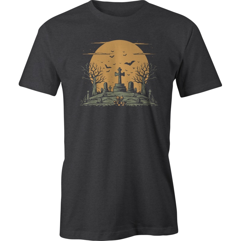 Cemetery Hill Graphic Tee  Spooky and Stylish Halloween Design