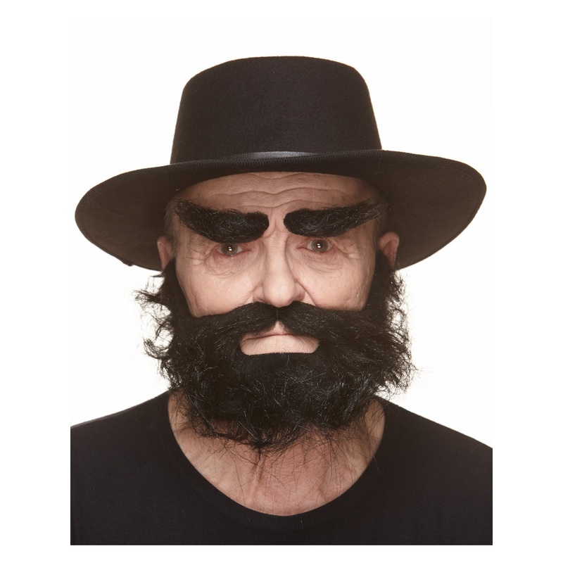 Bushy Beard and Eyebrows Black