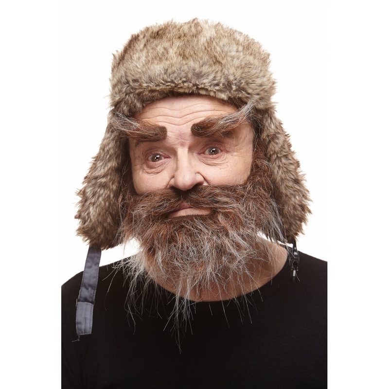 Bushy Beard and Eyebrows Brown & Grey