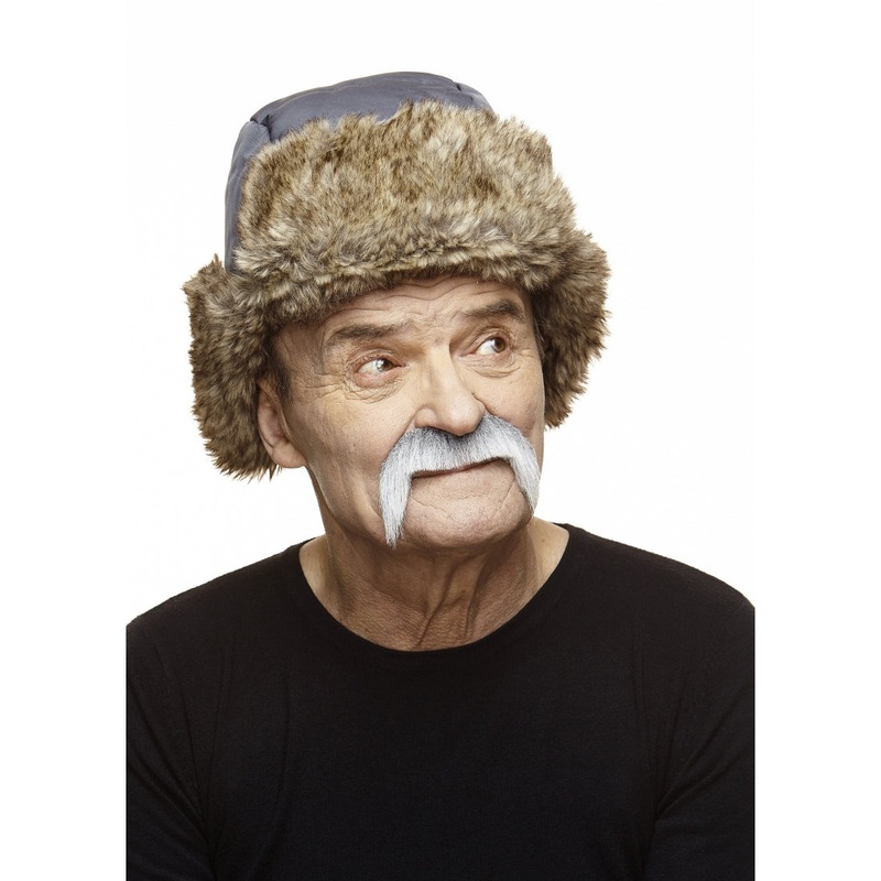 Cowboy Moustache Grey & White