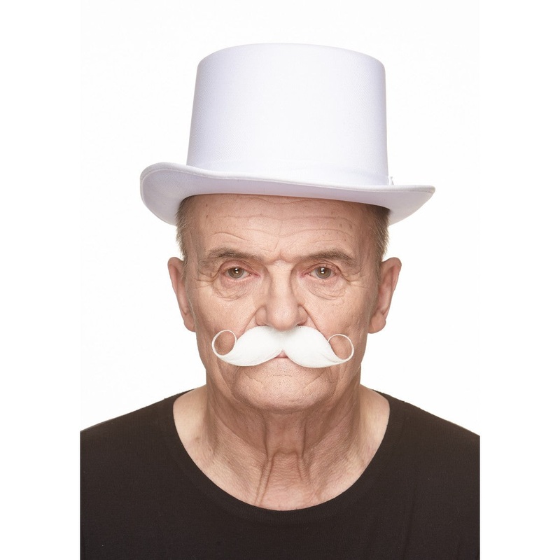Curled Gentlemans Moustache White