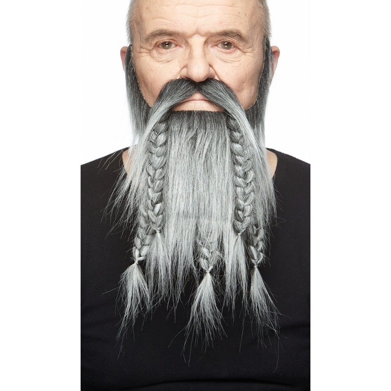 Full Viking Beard w/ Braids Salt/Pepper