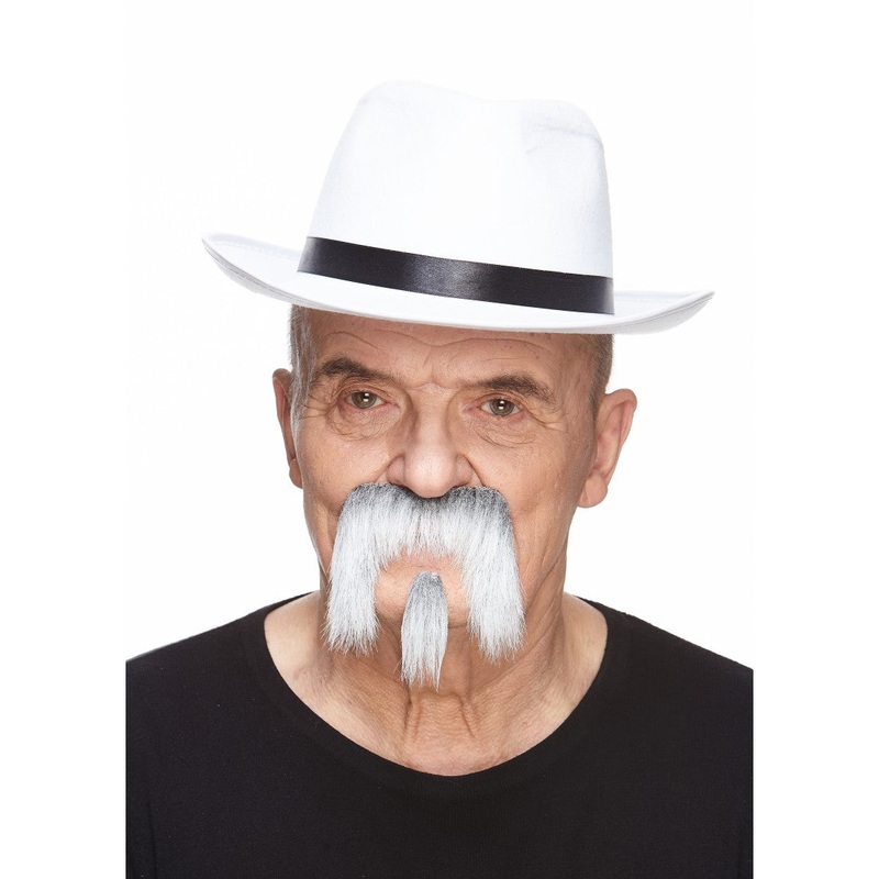 Horseshoe Mustache w/ Goatee Grey/White