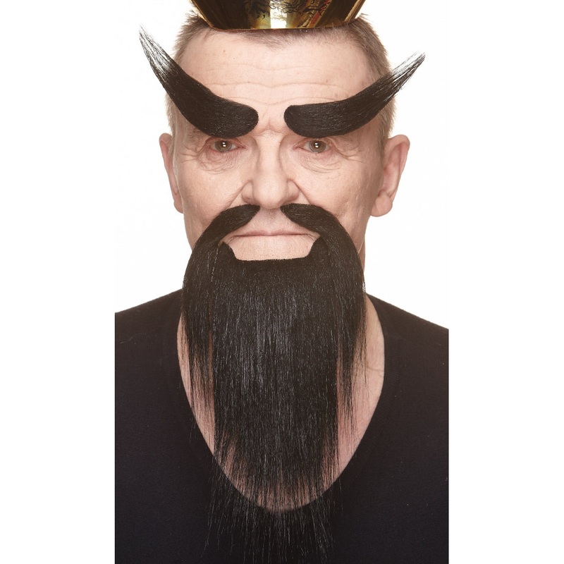 Long Beard and Wing Eyebrows Black
