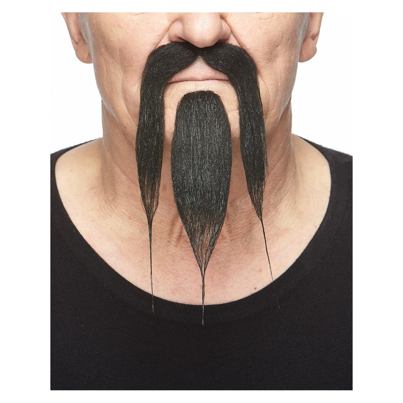 Long Moustache and Goatee Black