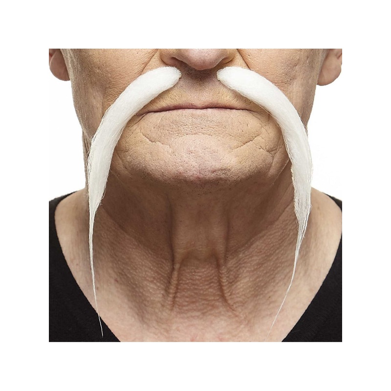 Long Thin Moustache White
