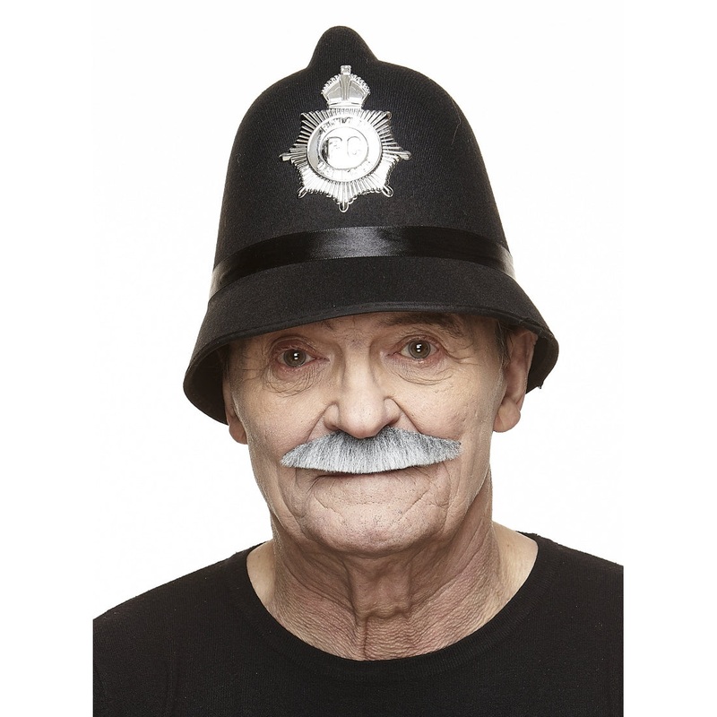 Policeman Moustache Grey & White