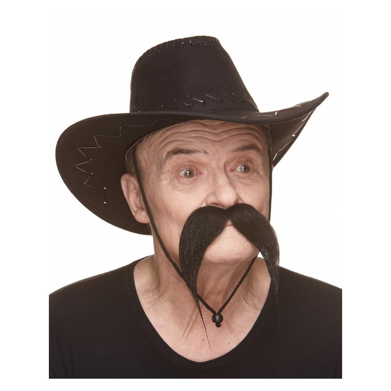 Thick Long Western Moustache Black