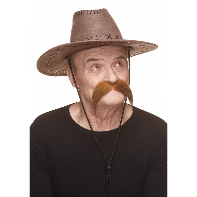 Thick Long Western Moustache Light Brown