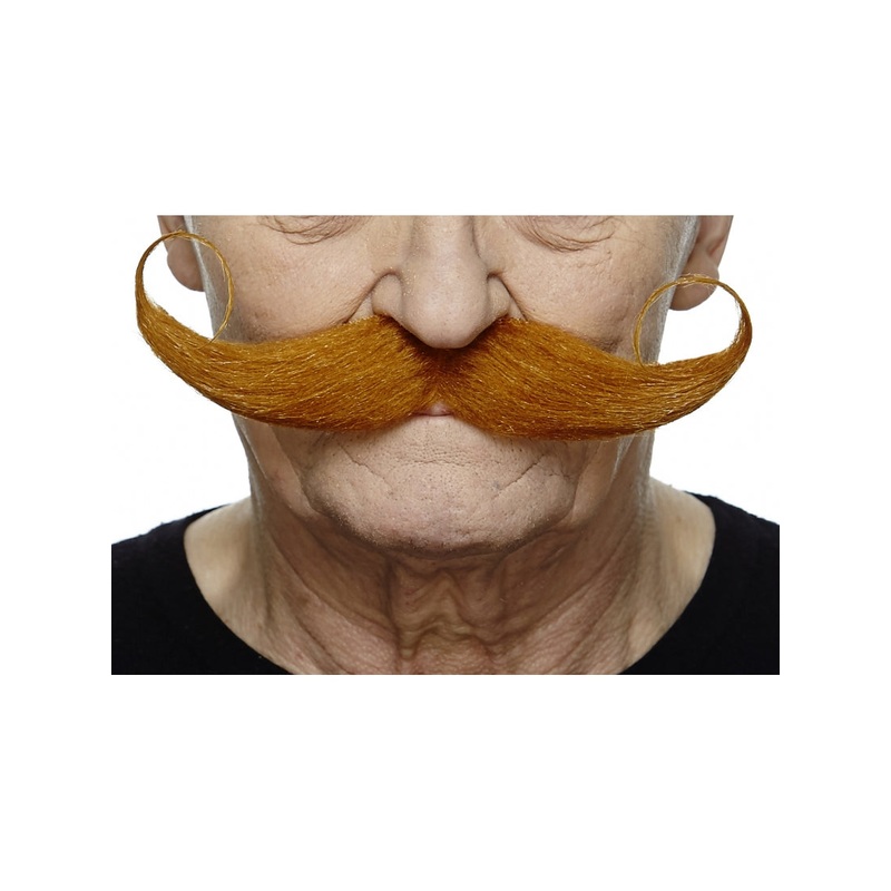 XL Long Curled Moustache Berry Blonde
