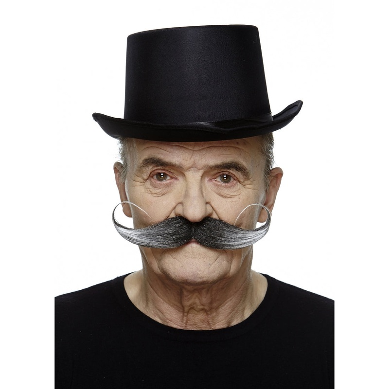 XL Long Curled Moustache Salt & Pepper