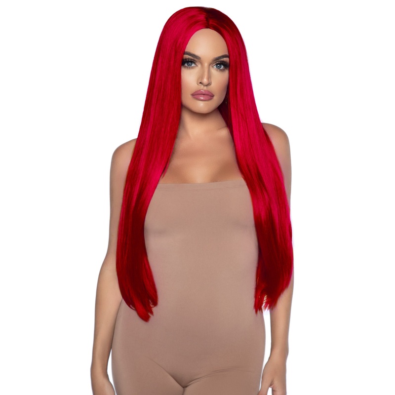 33 Long Straight Center Part Red Wig