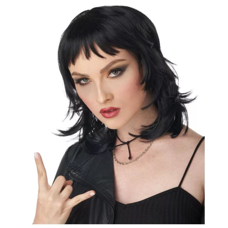 80’S Rebel Rock Black Wig