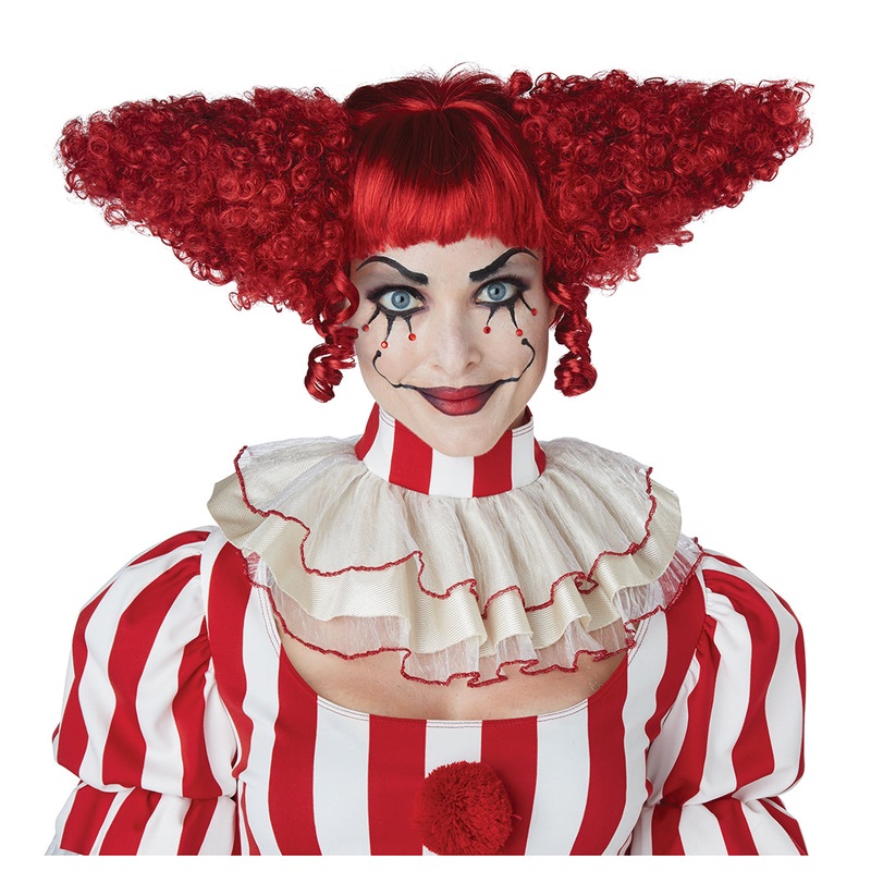 Dark Red Creepy Clown Wig