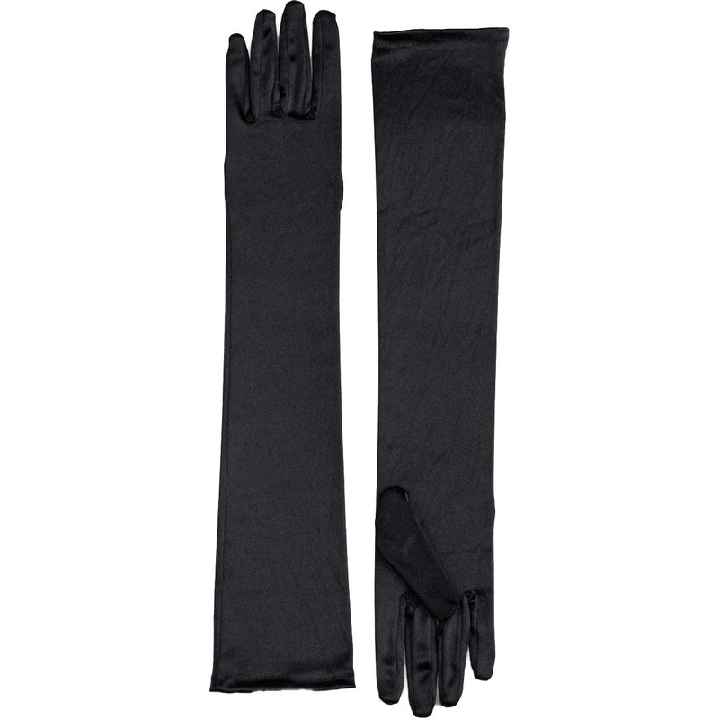 Long Black Satin Dress Gloves