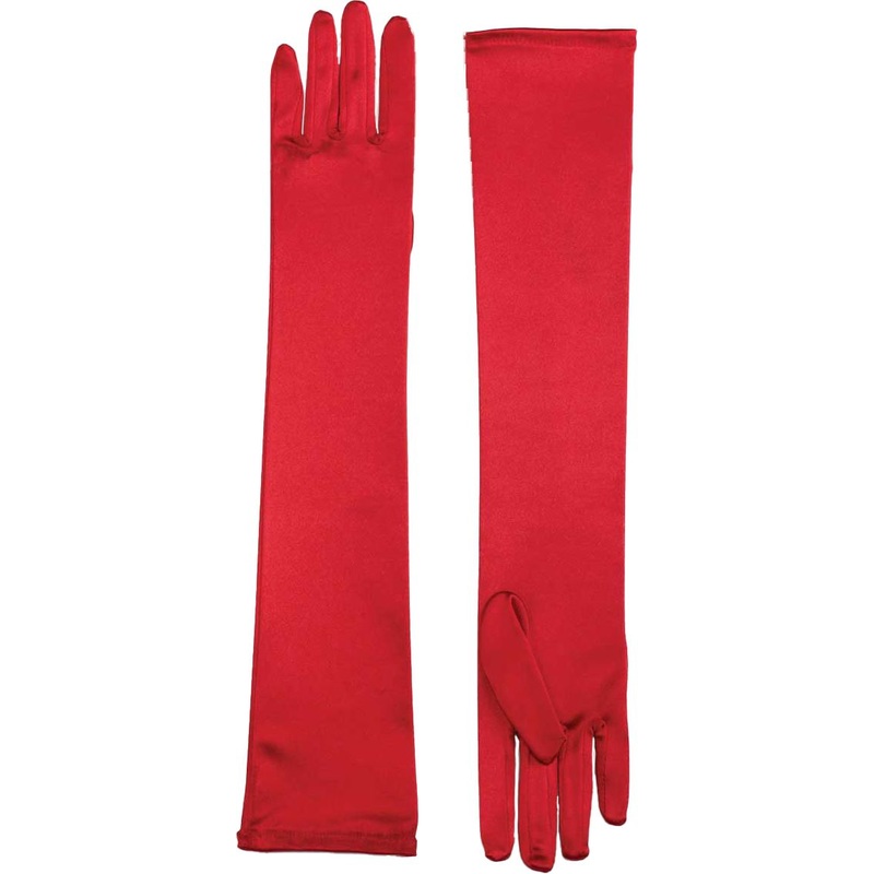 Long Red Satin Dress Gloves