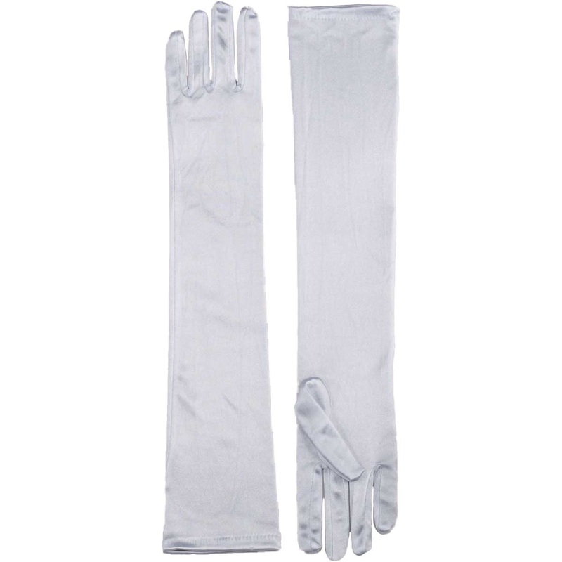 Long White Satin Dress Gloves