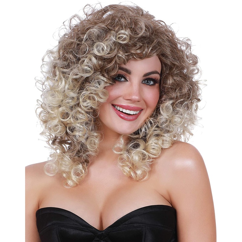 Blond/Light Brown Long Curly Wig