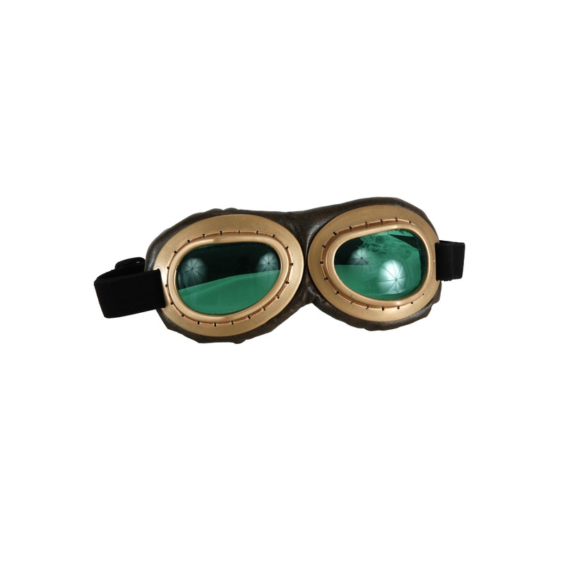 Aviator Goggles Gold W/ Green Lens