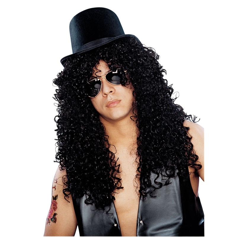Black Curly Rocker Deluxe Wig