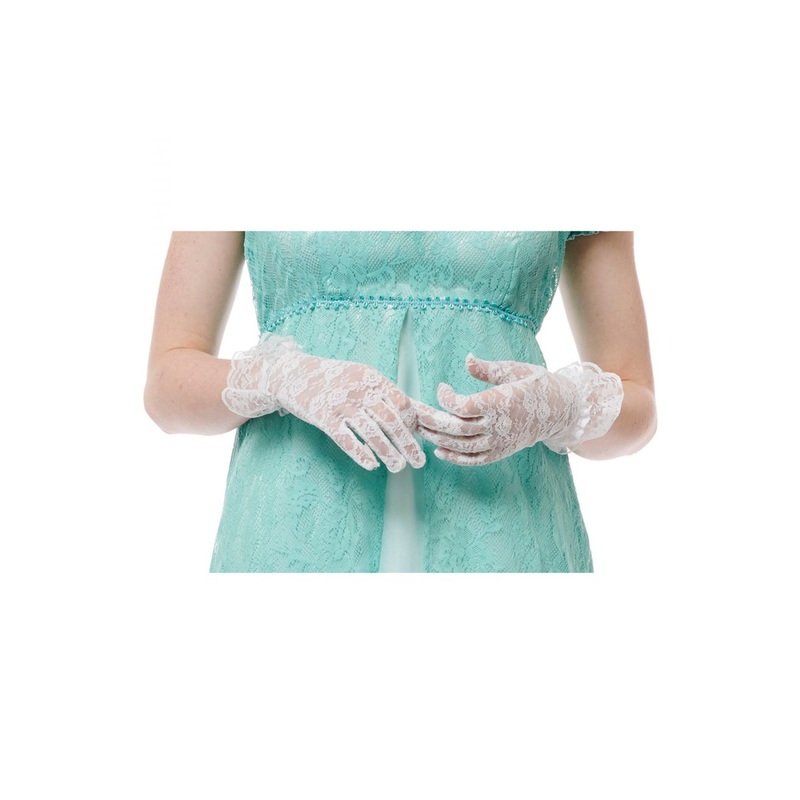 White Lace Glove With Ruffle