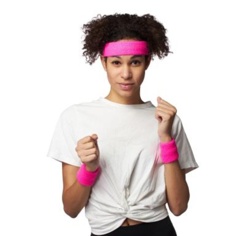 80’S Pink Headband and Wristbands