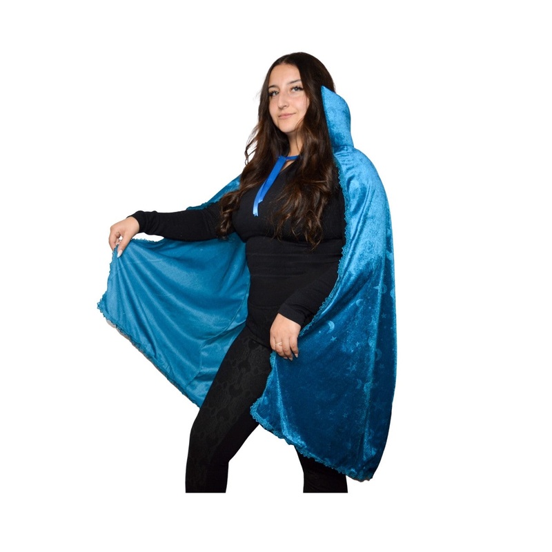Electric Blue Moon and Star Velour Cape
