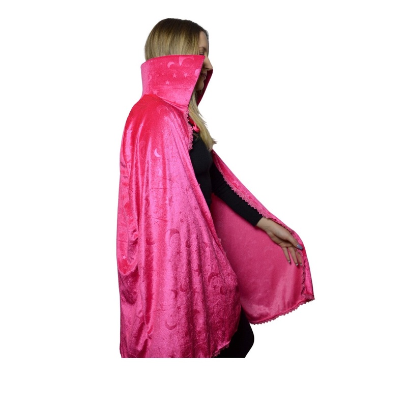 Powerful Pink Moon and Star Velour Cape