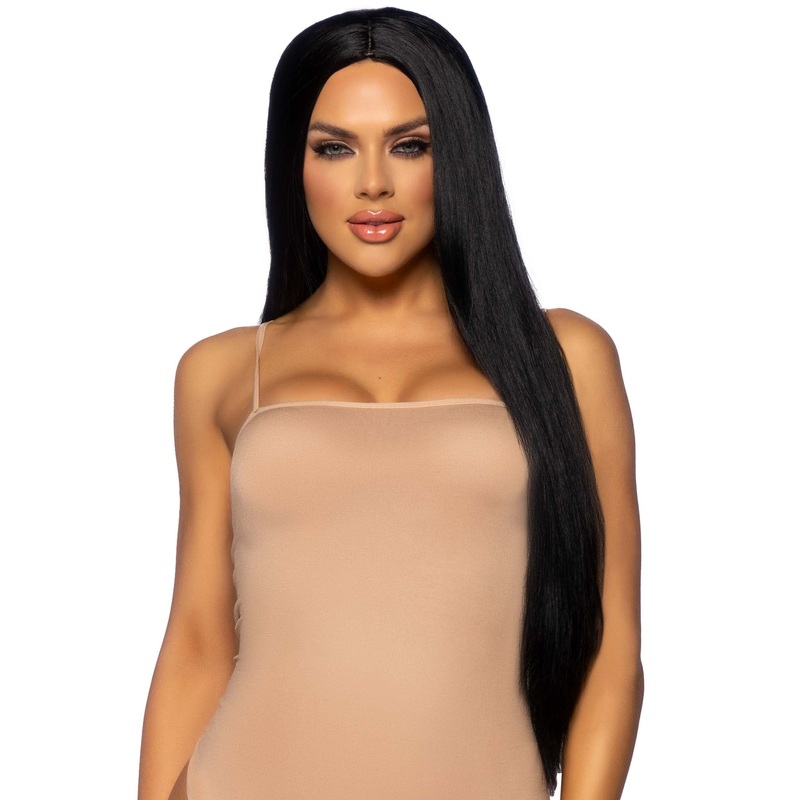 33 Long Straight Center Part Black Wig