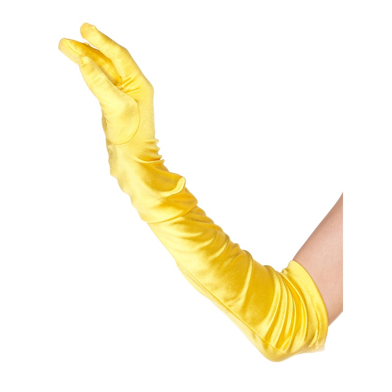 Extra Long Satin Gloves Yellow