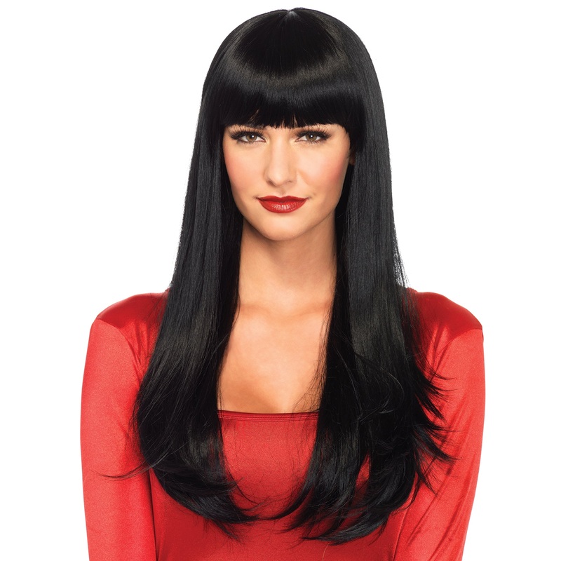 Long Black Wig With Bangs