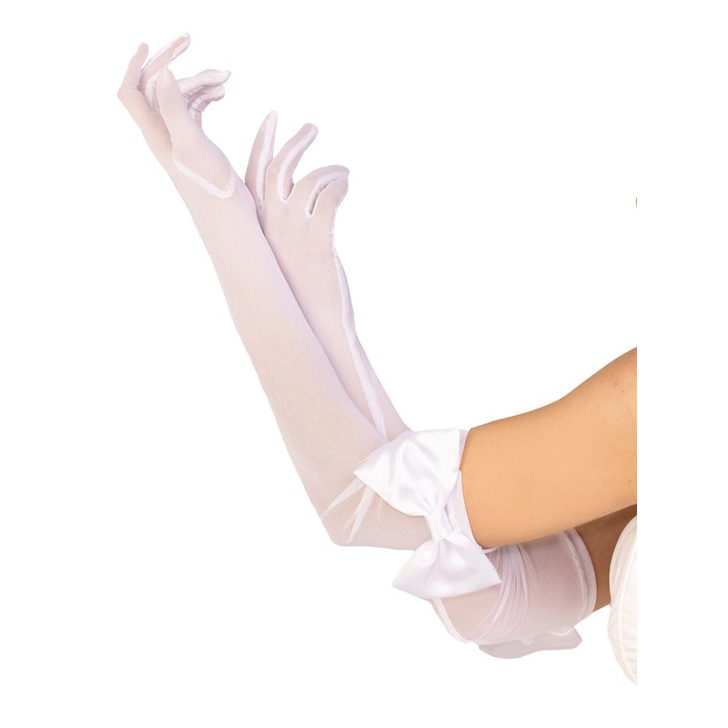 White Sheer Mesh Opera Gloves