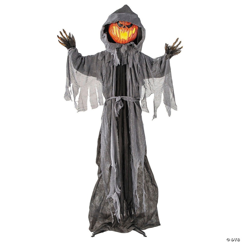 6FT Animated Pumpkin Man in Black Robe