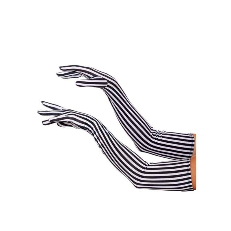 Black and White Striped Gloves
