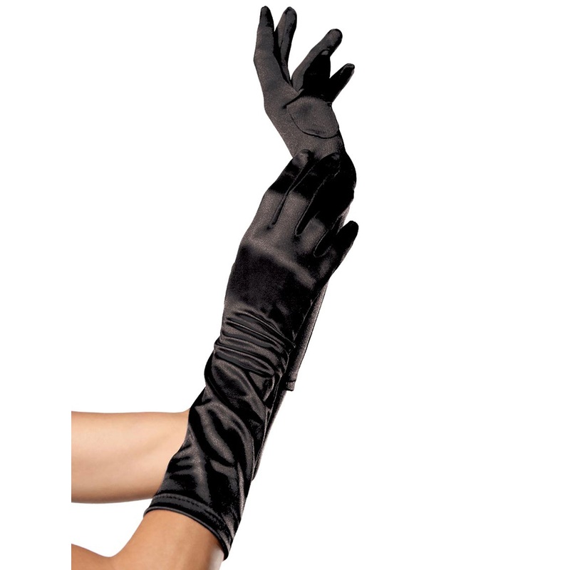 Elbow Length Satin Glove|Black|White|Red