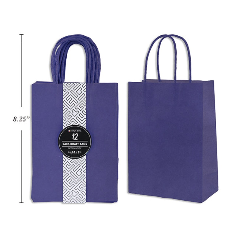 12 Small Royal Blue Paper Gift Bags 6×8.5x3in