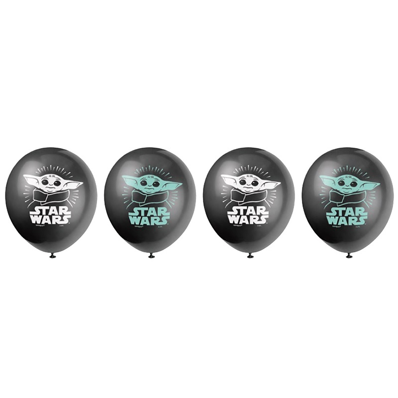 Baby Yoda 8 Black Printed Latex Balloons 12in