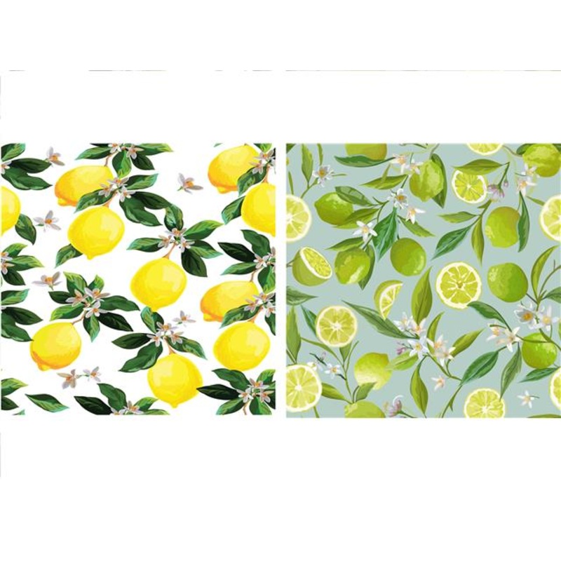 Embers 2 Swedish Printed One Side Tea Towels Lemon – Washable – Reusable 7.5×6.75in