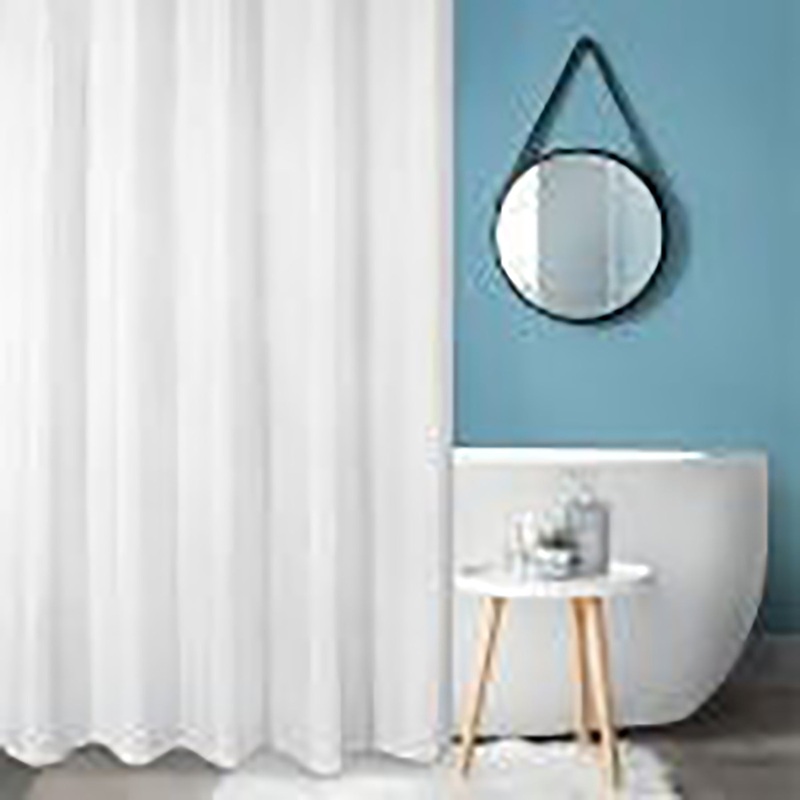 Fabric Shower Curtain with 12 Hooks 100% Polyester – White 70x72in