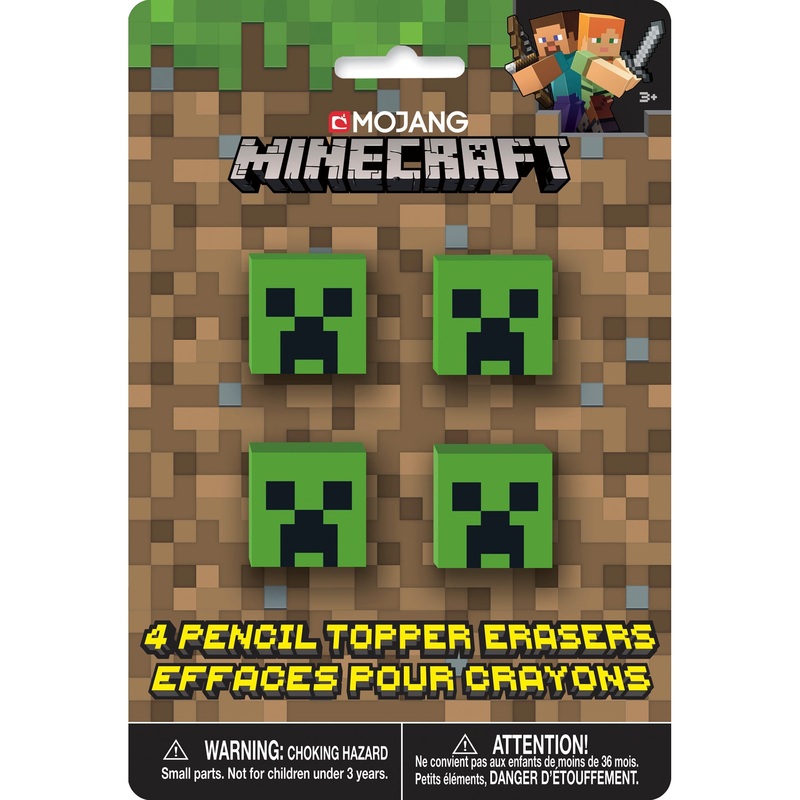 Minecraft 4 Pencil Top Erasers 1x1in