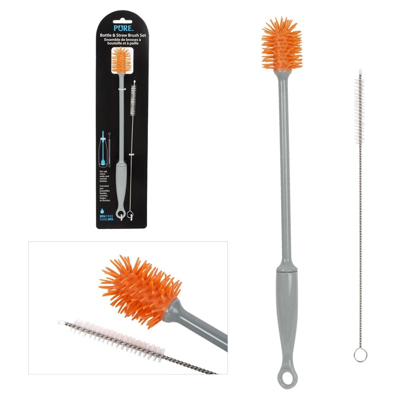 Pure 2pcs Bottle Brush Set with Cleaning Straw Brush 11.5in – 9.5in