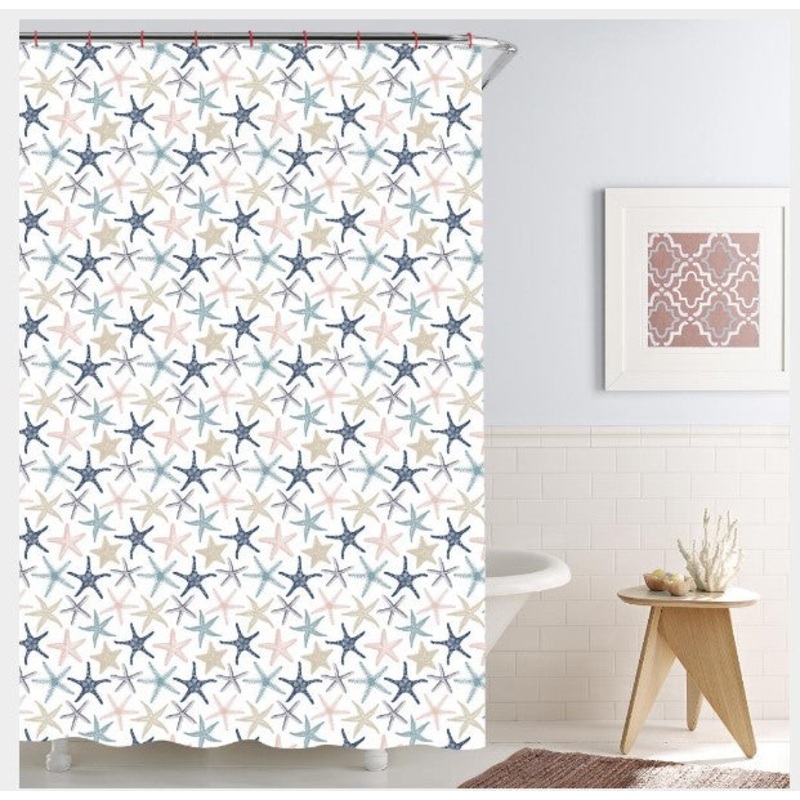 Starfish Shower Curtain – 100% Polyester Water Repellent 71x71in