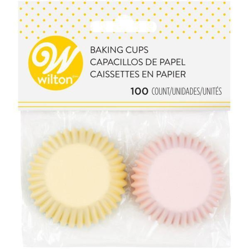 Wilton 100 Mini Paper Baking Cups Pastel Yellow, Green, Pink 1.5in