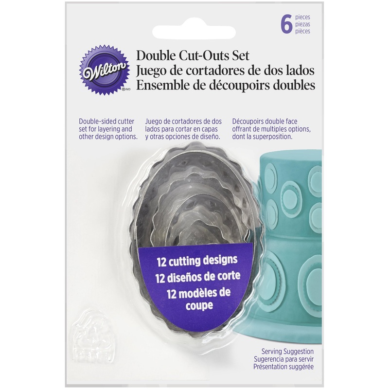 Wilton 6pcs Fondant Cut-outs Set Double-sided Straight and Crinkle 0.75in to 2.7in