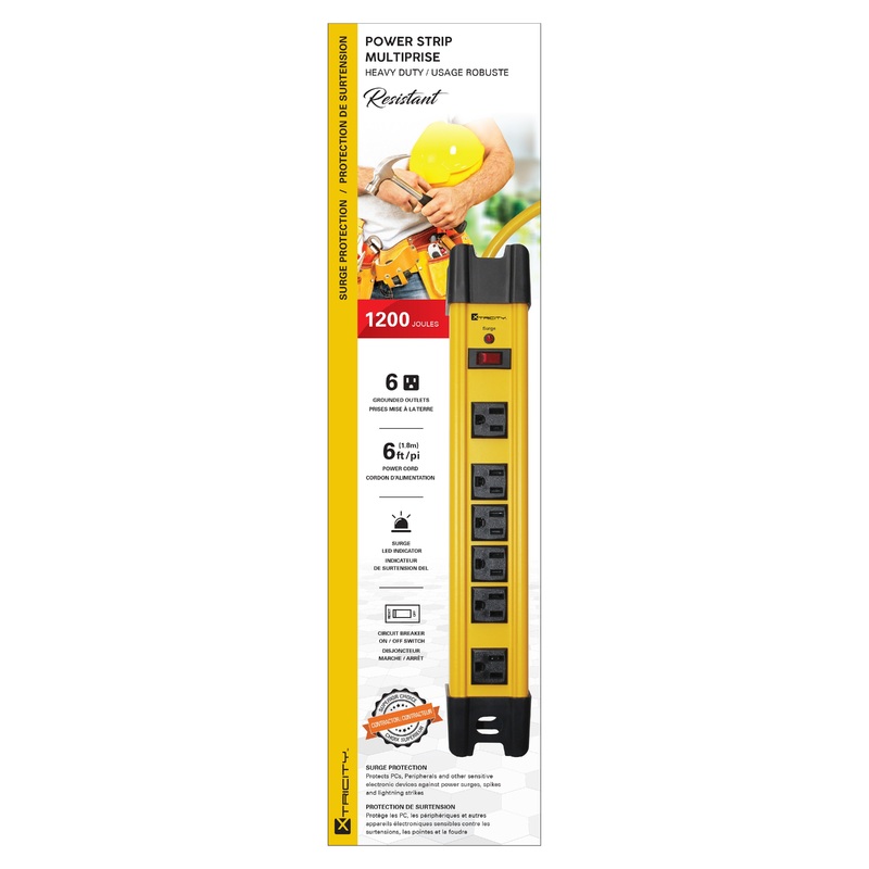 Xtricity Heavy Duty Power Strip with 6 Grounded Outlets 6ft