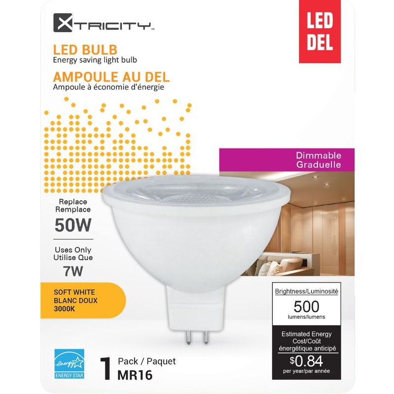 Xtricity MR16 Led Soft White Dimmable 7W Light Bulb GU5.3 Bi-pin Base