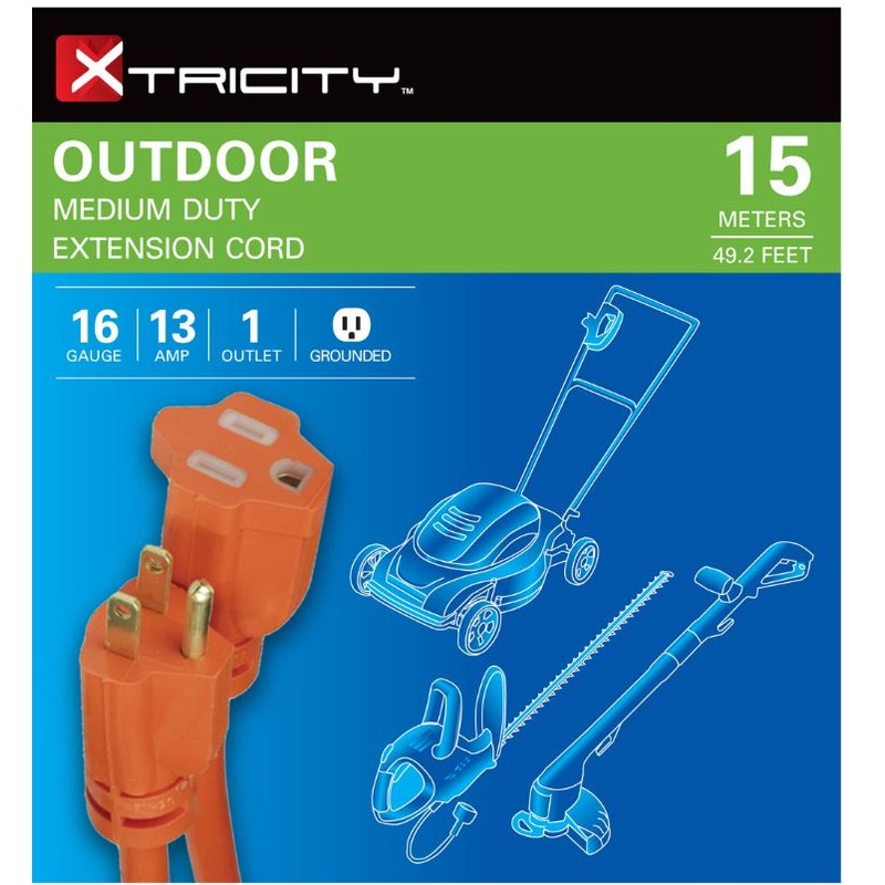 Xtricity Outdoor Orange Extension Cord 15m (49.2ft)