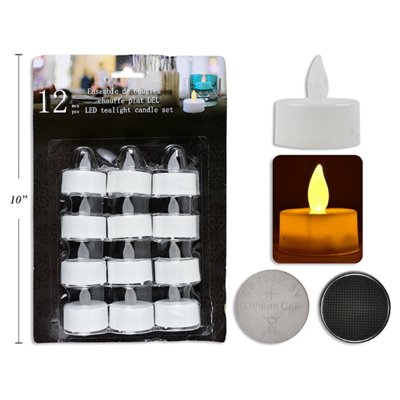 12 Led Tealight Candles – Batteries Included 1.5×1.5in