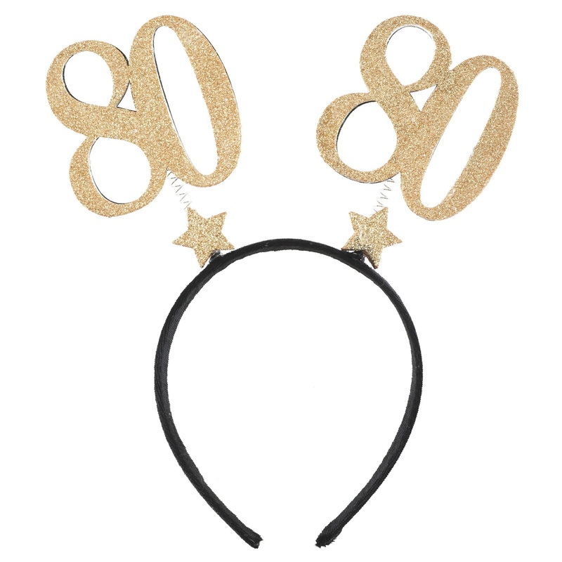 Age 80 Headband Black and Gold 8.3×9.8in
