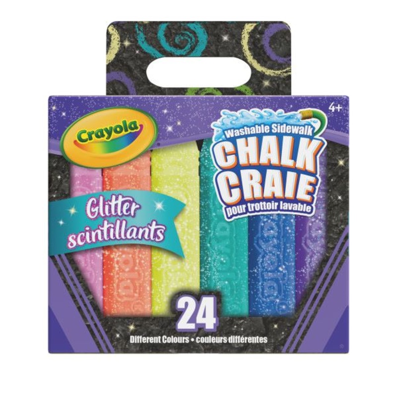 Crayola 24 Glitter Sidewalk Chalks – Non Toxic 4+ 4in